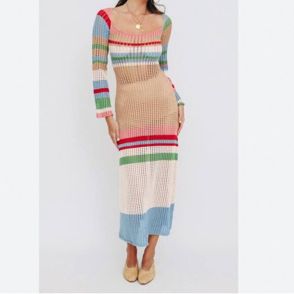 VRG GRL Work Of art Crochet Maxi Dress NWOT Small - Picture 1 of 8